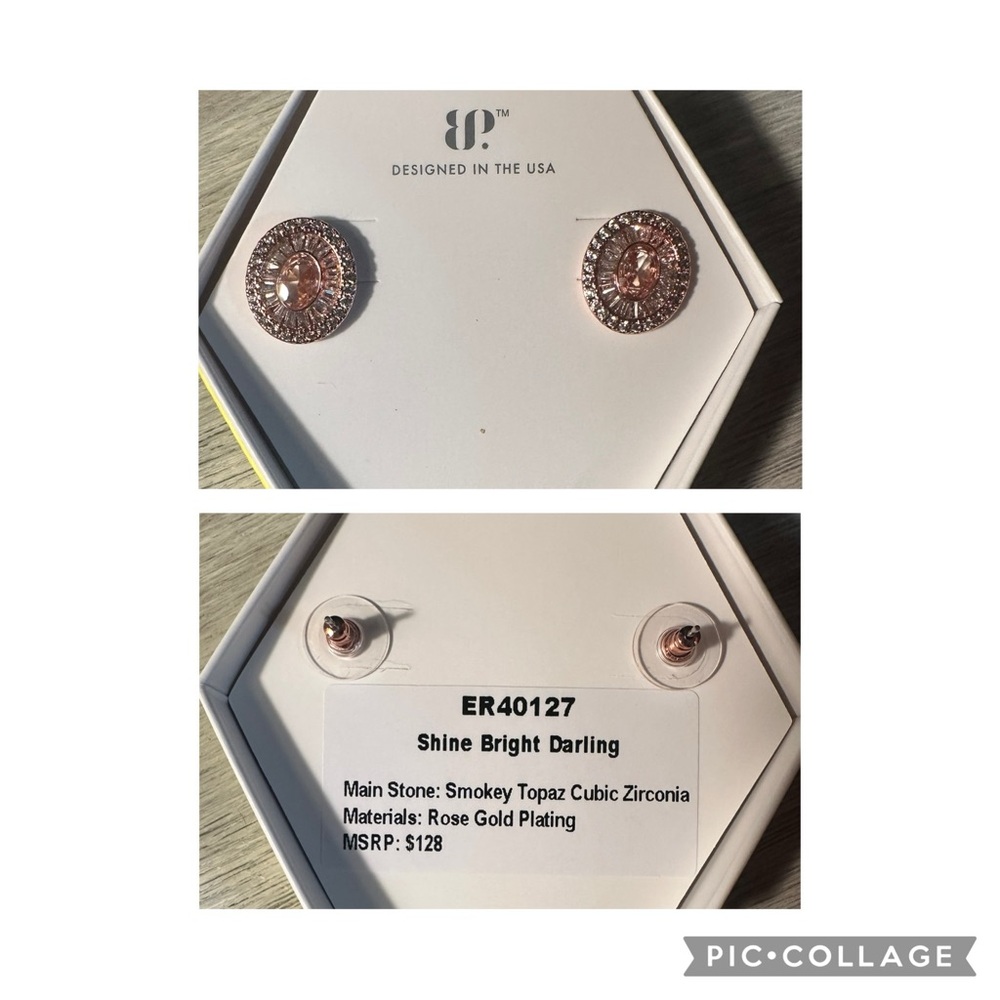 Rose Gold Plated Earrings with Smokey Topaz